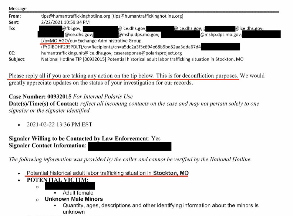 ericgarland's tweet image. February 22, 2021 - the day after the report about child slavery and torture, Eric Schmitt's office receives a credible report about adult trafficking from a witness to the abuses of children. Against Agape and Missouri law enforcement.

Nothing is done to stop the atrocities.