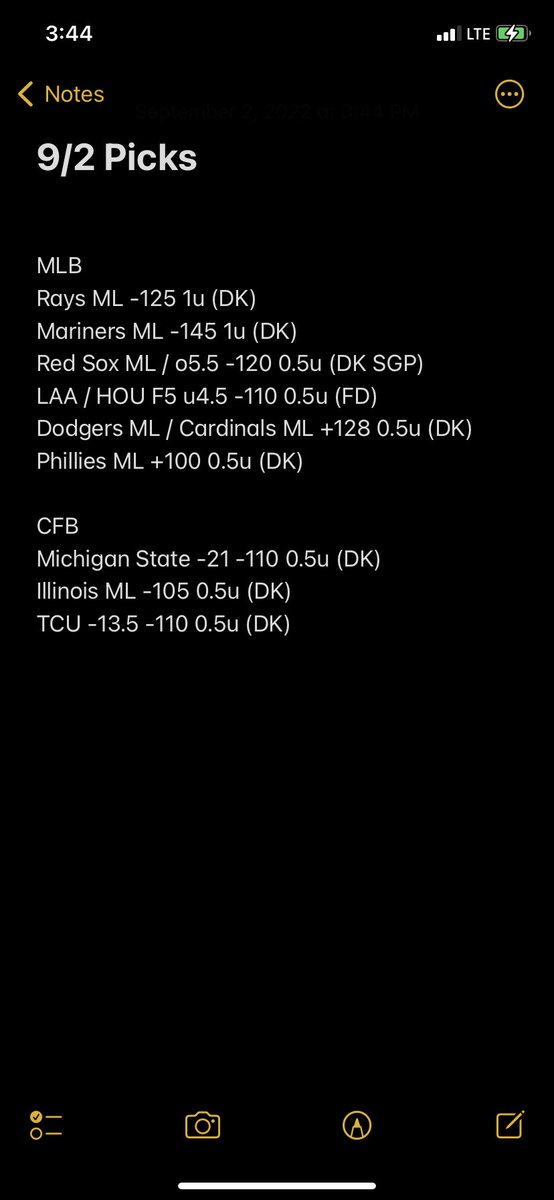 LockDetector's tweet photo. Here’s my full card, 6 MLB plays and 3 CFB plays🤝
If you want FREE ACCESS to my reasoning and analysis and all of my picks, just DM me and we’ll get you set up over on my Dub Club page!💰
#GamblingTwitter #FreeCFB #FreeMLB #SportsBetting #SportsBettingAdvice https://t.co/QfydHOBMI8
