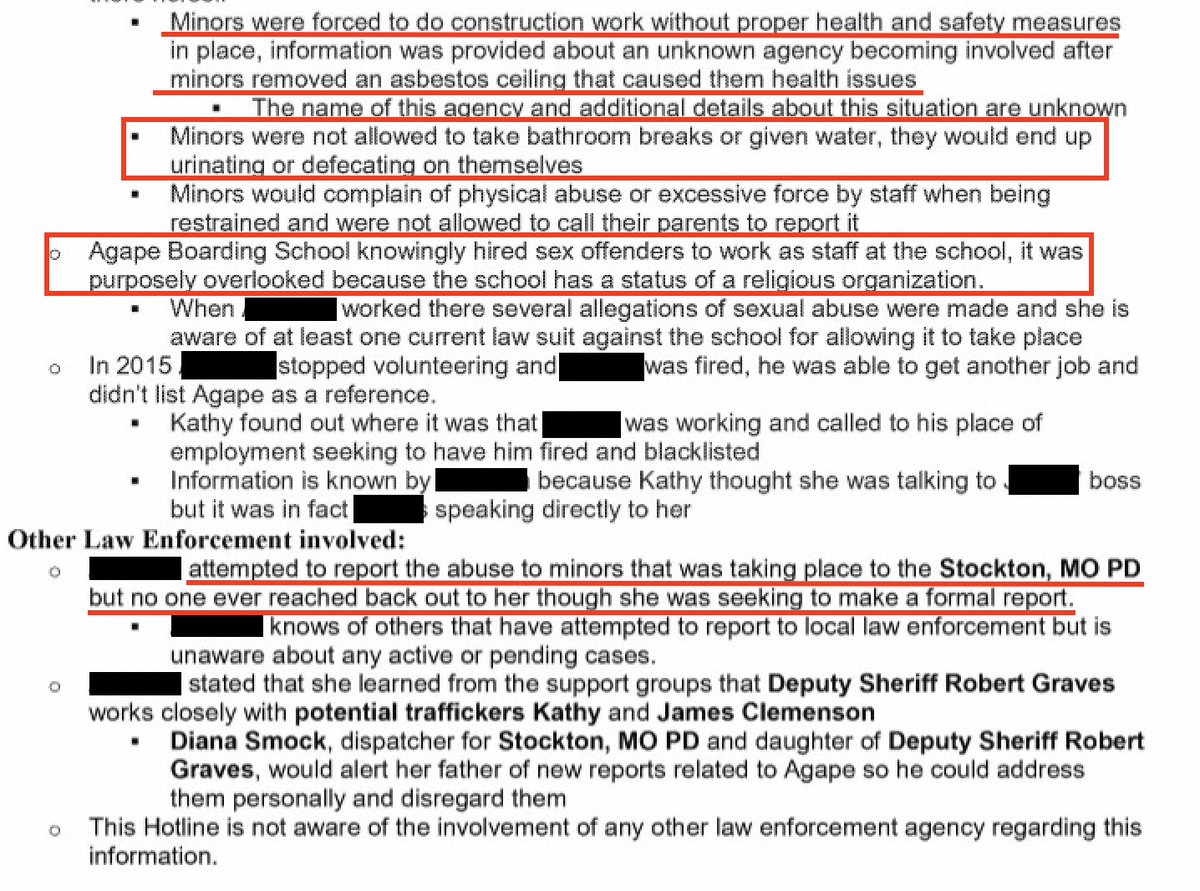 Children forced to work with hazardous materials.

Children deprived of bathroom breaks to the point of urinating and defecating on themselves.

Agape hired known sex offenders.

Police as co-conspirators central to the cover-up.
