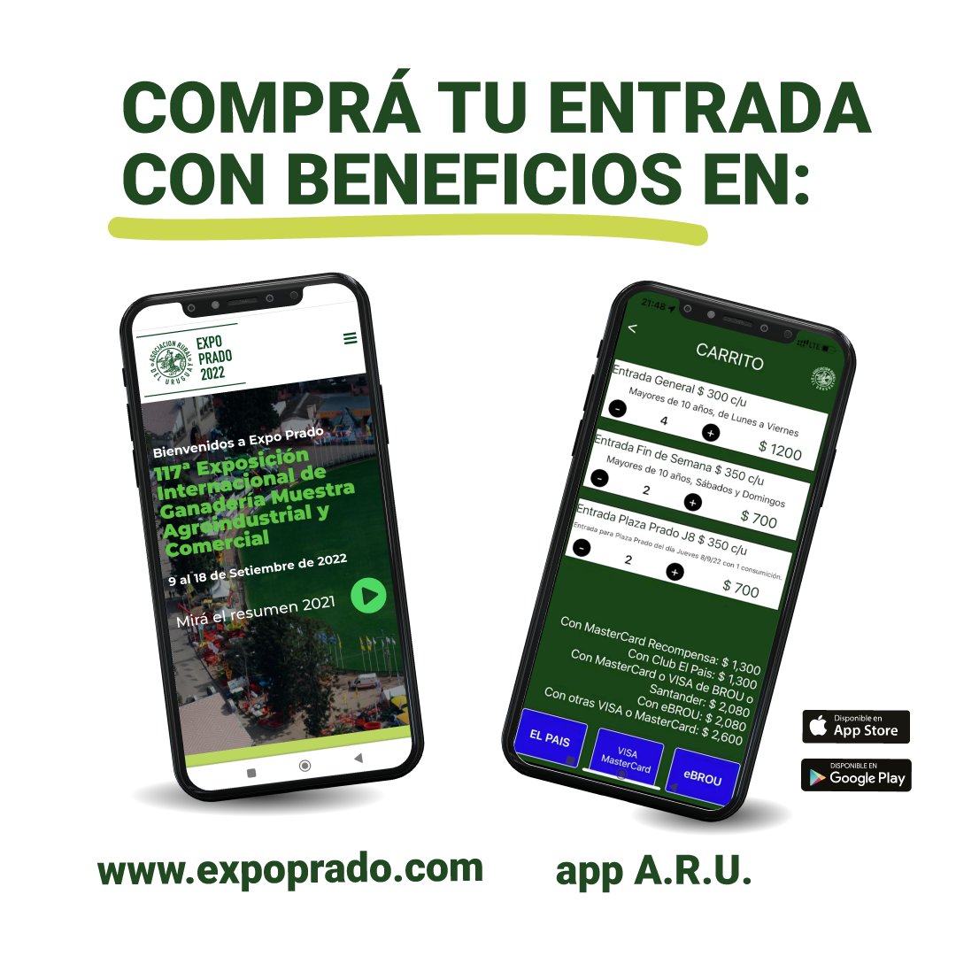 ExpoPrado's tweet photo. Comprando tus entradas en la app o en la web tendrás importantes descuentos.
Baja la app ARU o en https://t.co/dpxQRV6hty
Expo Prado 2022.
Producción Sustentable.
Del viernes 9 al domingo 18 de setiembre
#agro
#larural
#expoprado
#plazaprado
#arutv https://t.co/RpvqjXw1dg