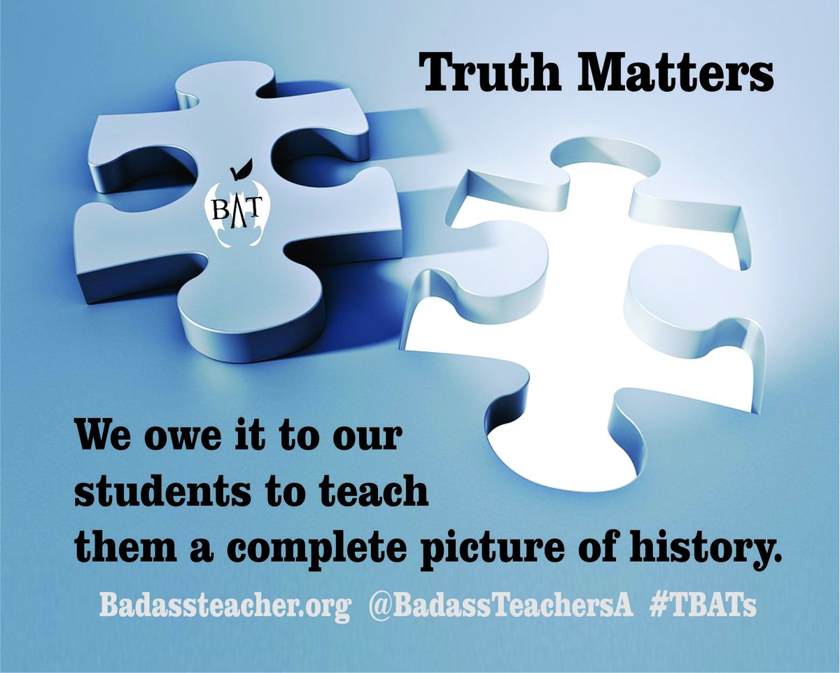 Badass Teachers Asso (@badassteachersa) on Twitter photo We don't need a history full of holes. We need the whole story so we can understand and learn from both triumphs & mistakes. #TBATs .<a href="/OhioBATs/">Ohio BATs</a> .<a href="/VirginiaBATs/">Virginia BATs</a> .<a href="/BATs_DC/">DC BATs</a> .<a href="/BATsDelaware/">DE BadassTeachers</a> .<a href="/PennBat/">PA BATs R Pro Charter Reform</a> .<a href="/MarylandBAT/">Maryland BAT</a> .<a href="/MIBATS/">Michigan BATS</a> .<a href="/NoCarolinaBATs/">NoCarolinaBATs</a> .<a href="/SoCarolinaBATs/">South Carolina BATs</a> .<a href="/WVBats/">WV Badass Teachers</a> We don't need a history full of holes. We need the whole story so we can understand and learn from both triumphs & mistakes. #TBATs .<a href="/OhioBATs/">Ohio BATs</a> .<a href="/VirginiaBATs/">Virginia BATs</a> .<a href="/BATs_DC/">DC BATs</a> .<a href="/BATsDelaware/">DE BadassTeachers</a> .<a href="/PennBat/">PA BATs R Pro Charter Reform</a> .<a href="/MarylandBAT/">Maryland BAT</a> .<a href="/MIBATS/">Michigan BATS</a> .<a href="/NoCarolinaBATs/">NoCarolinaBATs</a> .<a href="/SoCarolinaBATs/">South Carolina BATs</a> .<a href="/WVBats/">WV Badass Teachers</a>