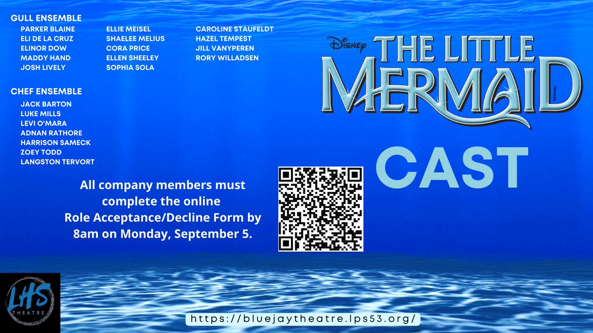 LHS Theatre's The Little Mermaid Fall 2022 Cast <a href="/LPSFineArts/">LPS Fine Arts</a> <a href="/LHSJAYS/">Liberty High School</a>