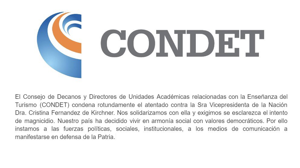 Condetok's tweet image. Comunicado del @Condetok  repúdianos el ataque a @CFKArgentina @CasaRosada @alferdez @CINoficial @camaradeturismo @CFTurismo @MatiasLammens