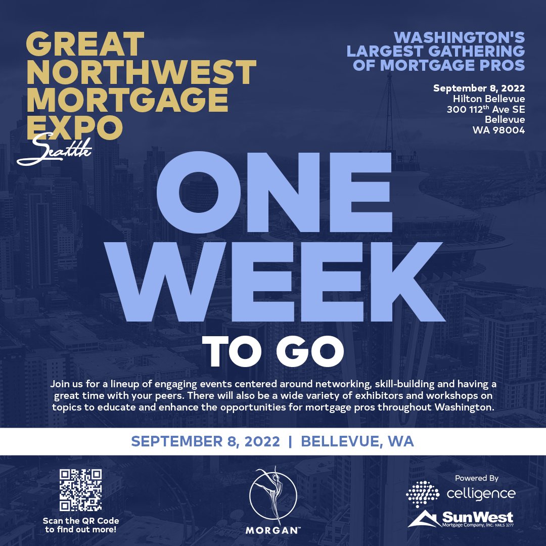 CelligenceTech's tweet photo. #HelloSeattle 👋
Join us in Seattle for a great line up of engaging events centred around skill building and networking at the Great North West Mortgage Expo
Put it in your Diary, Sept 8th!
#Mortgage #Networking #Celligence #Washington https://t.co/bEp6thQOeN