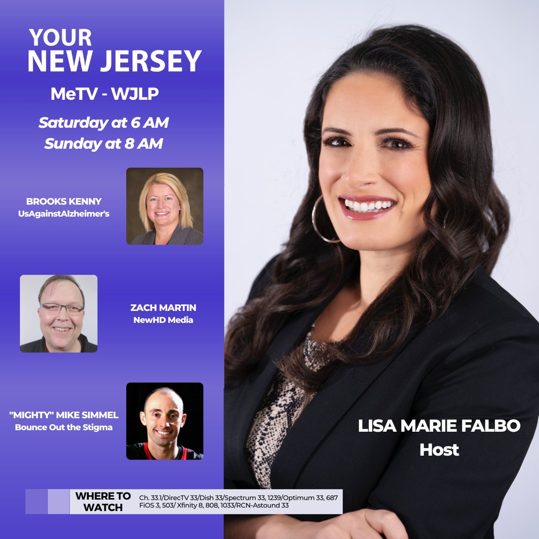 Watch “Your New Jersey” Saturdays at 6 AM and Sundays at 8 AM on MeTV WJLP New Jersey/New York!
My guests this weekend are:

1️⃣: @UsAgainstAlz 
2️⃣: @newhdradio 
3️⃣: @MikeSimmel11 

For more information, visit UpdateNewJersey.com