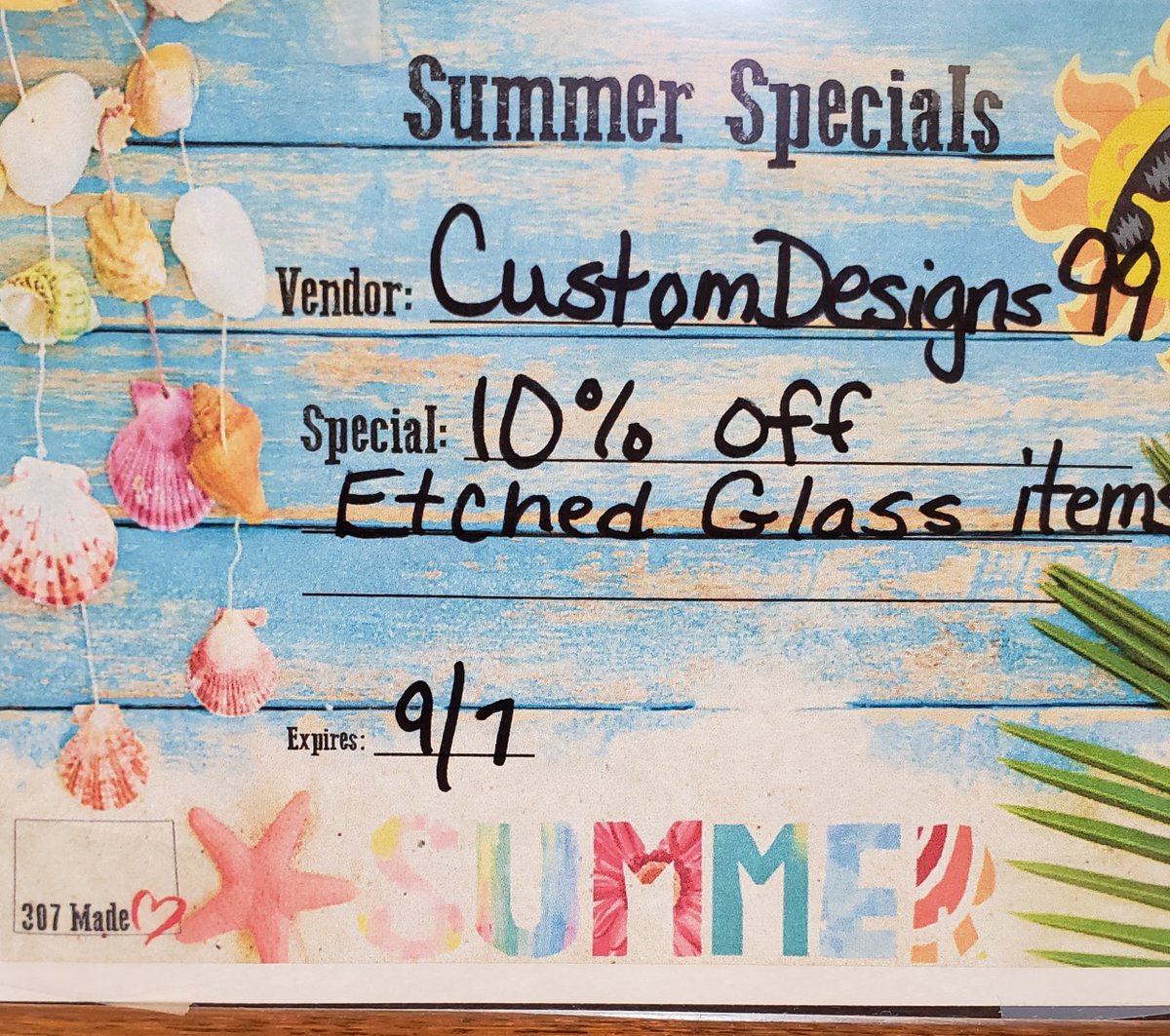 307Made's tweet photo. Custom Designs 99 is running a special of 10% off all etched glass items through September 7th! https://t.co/nIwz3B96R8