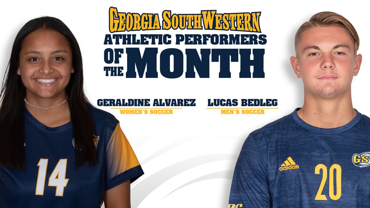 GSWAthletics's tweet photo. CONGRATS to @GSW_WSoc Geraldine Alvarez &amp; @GSW_SOCCER Lucas Bedleg for being named the @GSW_AthPerf Top Performers in August! 🏆

These two helped GSW have a perfect month, going a combined 6-0!

-Votes are cast by all coaches in the department

Story 🔗: https://t.co/2SZAE2avXY https://t.co/xESiA0cnWH