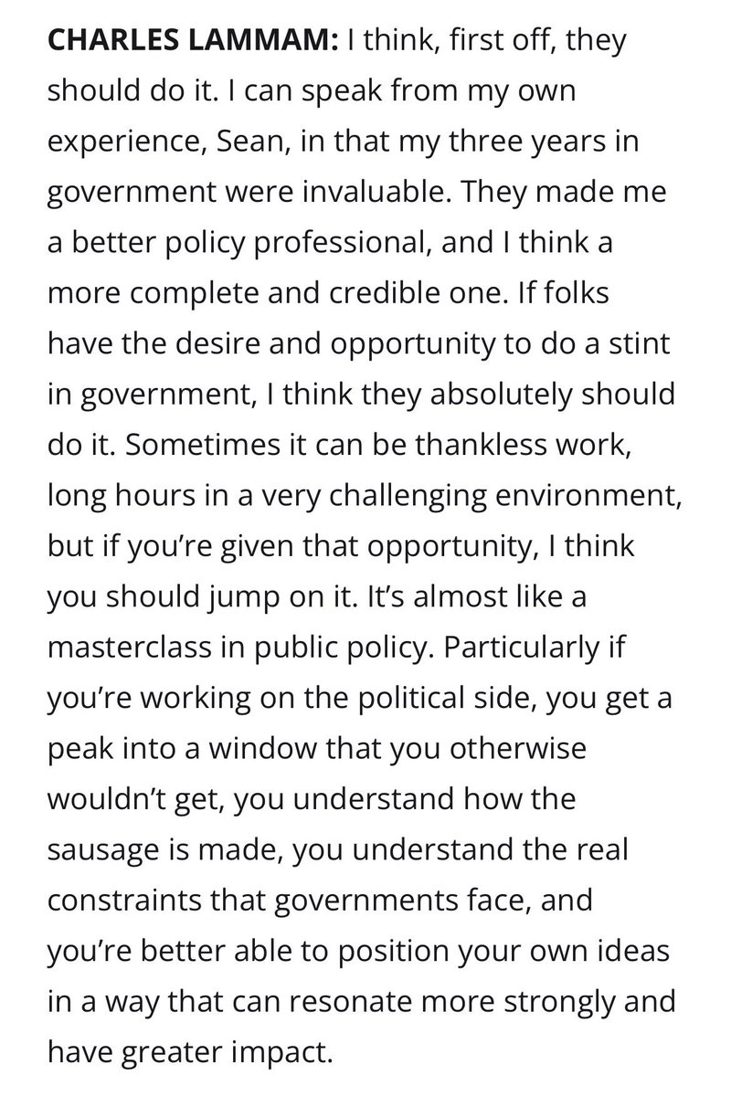 In our latest <a href="/TheHubCanada/">The Hub</a> Dialogue with <a href="/CharlesLammam/">Charles Lammam</a>, I asked for his advice to young policy professionals thinking about going into government or politics. 

Listen to or read our full conversation here: thehub.ca/2022-09-01/why…