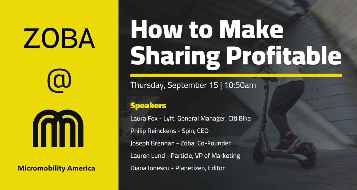 Zoba (@zobatech) on Twitter photo Heading to SF for #Micromobility America? Don't miss <a href="/JPatBrennan/">Joseph Brennan</a> and leaders from <a href="/Spin/">SPIN</a>, <a href="/lyft/">Lyft</a>, <a href="/particle/">Particle</a> and <a href="/planetizen/">Planetizen</a> talking strategies for increasing profitability in shared mobility! Heading to SF for #Micromobility America? Don't miss <a href="/JPatBrennan/">Joseph Brennan</a> and leaders from <a href="/Spin/">SPIN</a>, <a href="/lyft/">Lyft</a>, <a href="/particle/">Particle</a> and <a href="/planetizen/">Planetizen</a> talking strategies for increasing profitability in shared mobility!