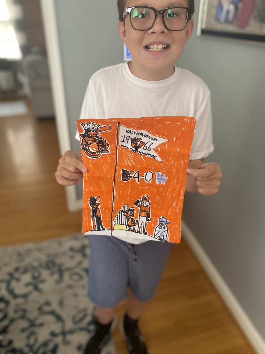 Back to drawing at school! This time <a href="/Orioles/">Baltimore Orioles</a> for Papa! Would love to know what was going through his mind and why he decided on the 1966 World Series! #autism
