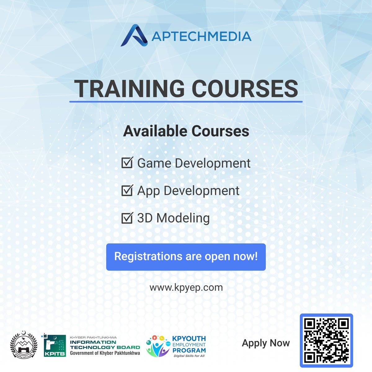 kpitbgov's tweet photo. Apply Now: https://t.co/YUvv9G9cV1
KPITB is pleased to offer free Digital Skills courses. These courses are designed to help you gain the skills you need to start or grow your career in the tech industry.
#KPITB #DigitalSkills #KPYEP #DigitalKP #KPGoesTech https://t.co/DJEP0lSscc