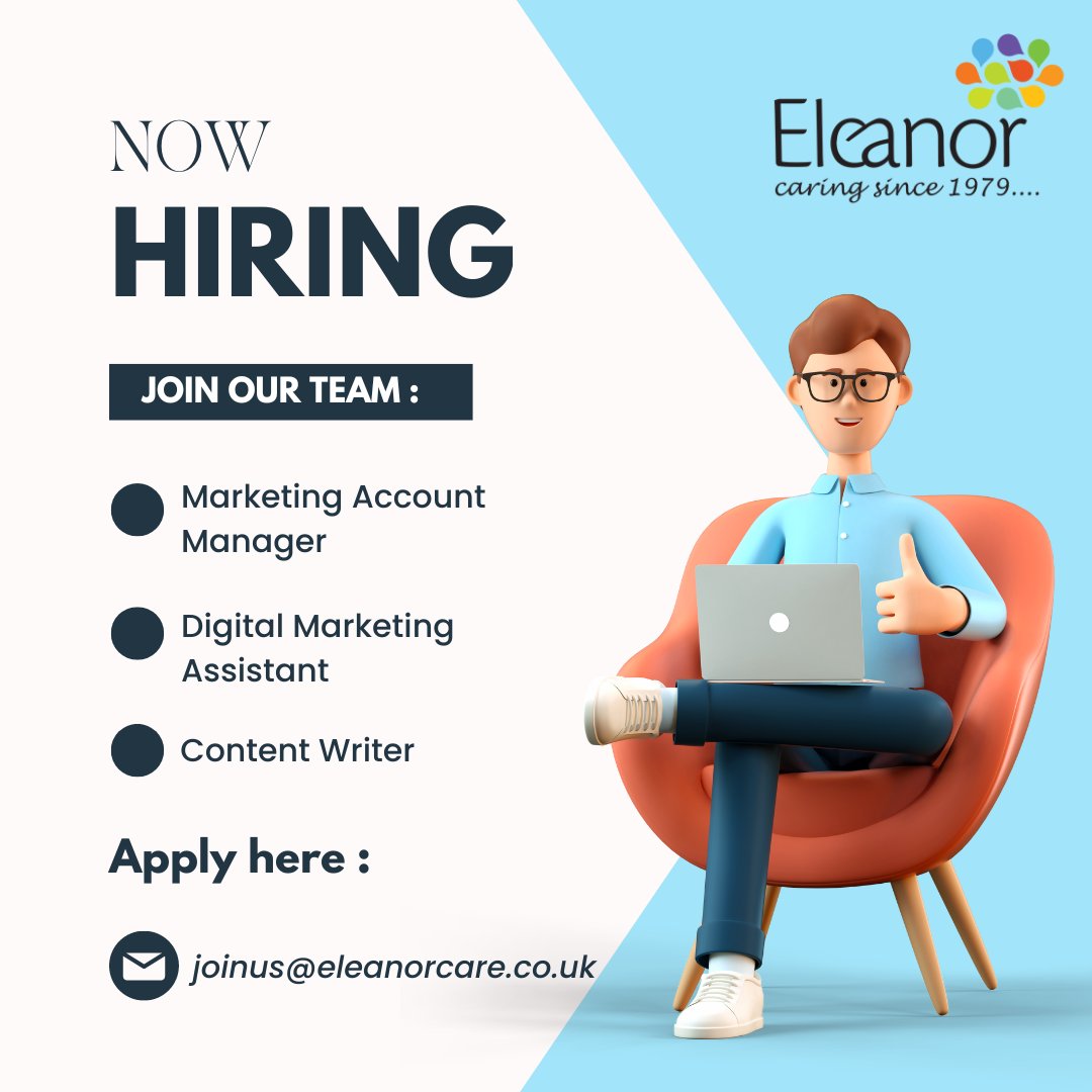 <a href="/EleanorHomecare/">Eleanor Healthcare Group 💚</a>  is now seeking like-minded, enthusiastic individuals to join us as we move into the next phase of our evolution in demonstrating the value of digital marketing.
Click here to apply: tinyurl.com/enscjobs
