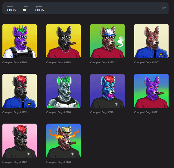 I heard <a href="/CorruptedDogs/">Corrupted Dogs | SOLD OUT</a> has a good team and the price was right to mint some. NFA, but I grabbed 10