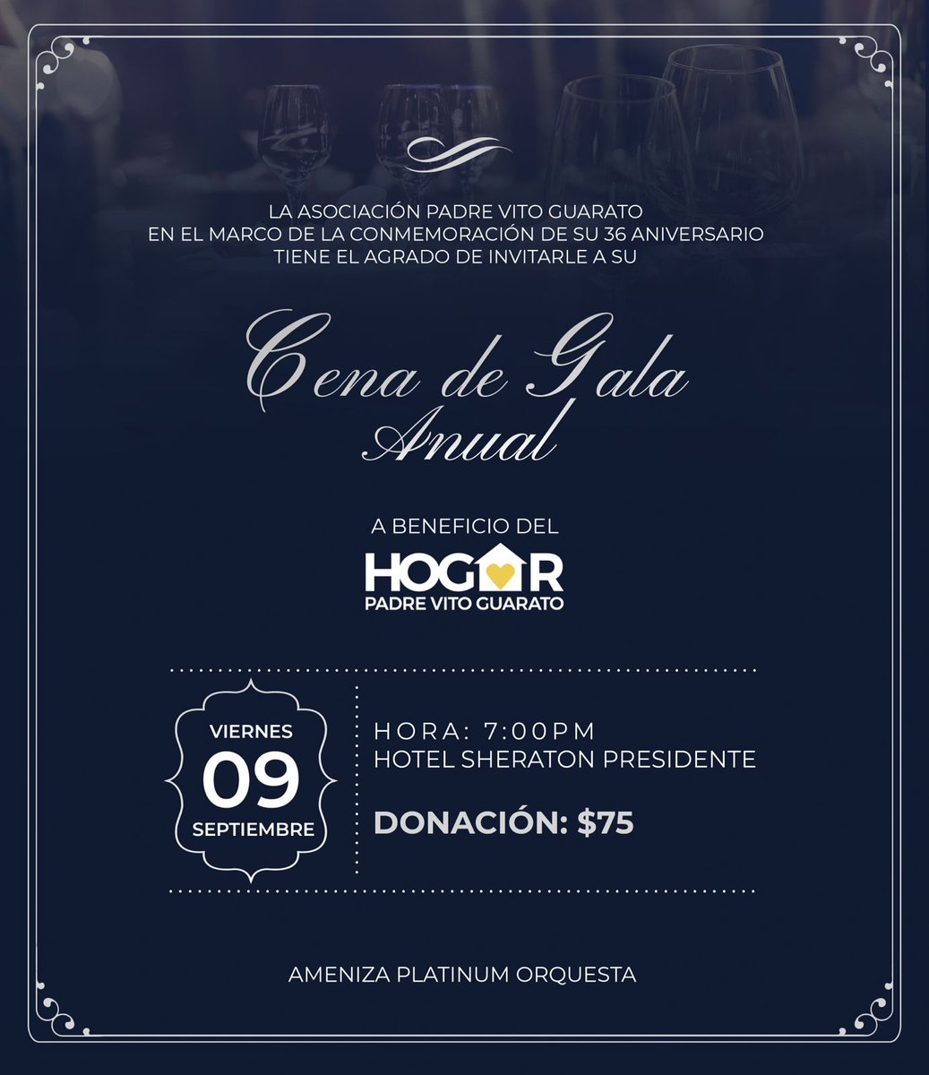 Cada año, nos vestimos de gala para nuestro más importante evento benéfico y queremos que nos acompañes a vivir esta maravillosa experiencia en nuestra Cena de Gala Anual a beneficio de las personas con discapacidad en el Hogar.
Adquiere ya tu tarjeta en: lk.wompi.sv/zcqF.