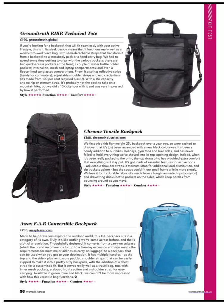 GROUNDTRUTHGear's tweet photo. Article published by @WomensFitnessuk on the RIKR Technical Tote!
"If you’re looking for a backpack that will fit seamlessly with your active lifestyle, this it it…We did a a 10k city tour and was very impressed by how it performed
#exploreprotect #sustainablefashion #design https://t.co/3vWB6IVkyA