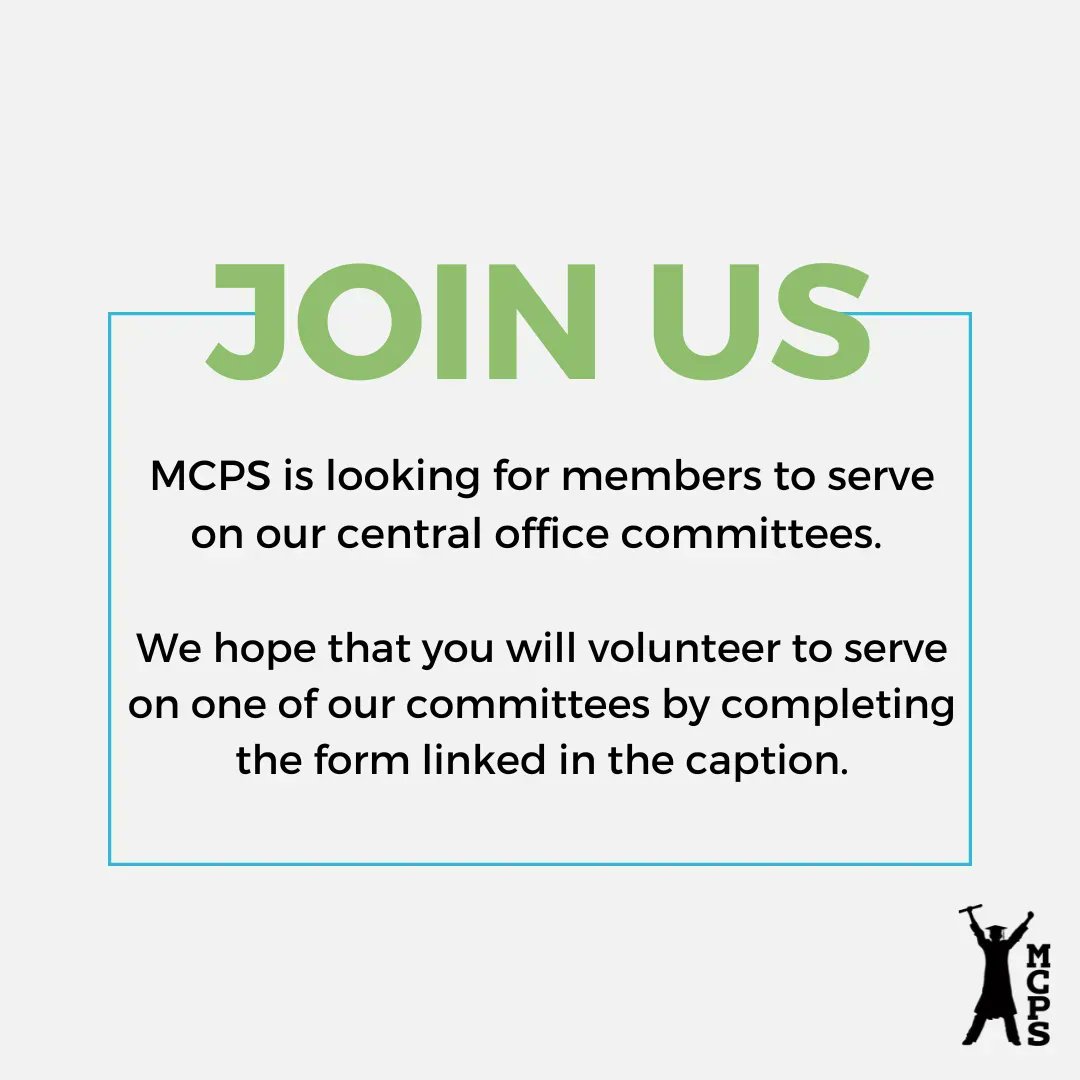 mcps_va's tweet photo. MCPS is looking for members to serve on our central office committees. 

Please complete this form if you would like to serve on a committee: https://t.co/7w8EimXKLE #ThisisMCPS https://t.co/BEGodZLJd1