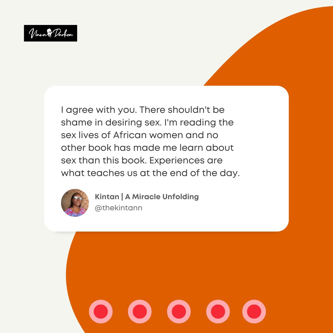 SexLivesAfrica's tweet photo. Today in #TweetsThatBringUsJoy, @thekintann shares the liberatory and educative benefits of The Sex Lives Of African Women by @nas009 .
#TSLOAW #Afrifem #sex #pleasure #booktwt https://t.co/wTqrkFyQak