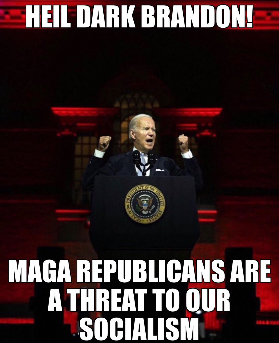 conserv89741126's tweet photo. All Heil Dark Brandon! Double tongued #JoeBiden said #MAGARepublicans are a threat to our Nation, their evil and in the same sentence, I want to unite our Nation. We shouldn’t be name calling each other. This guy is nuts!
#LetsGoBrandon #FJB https://t.co/9js8F3KGpb