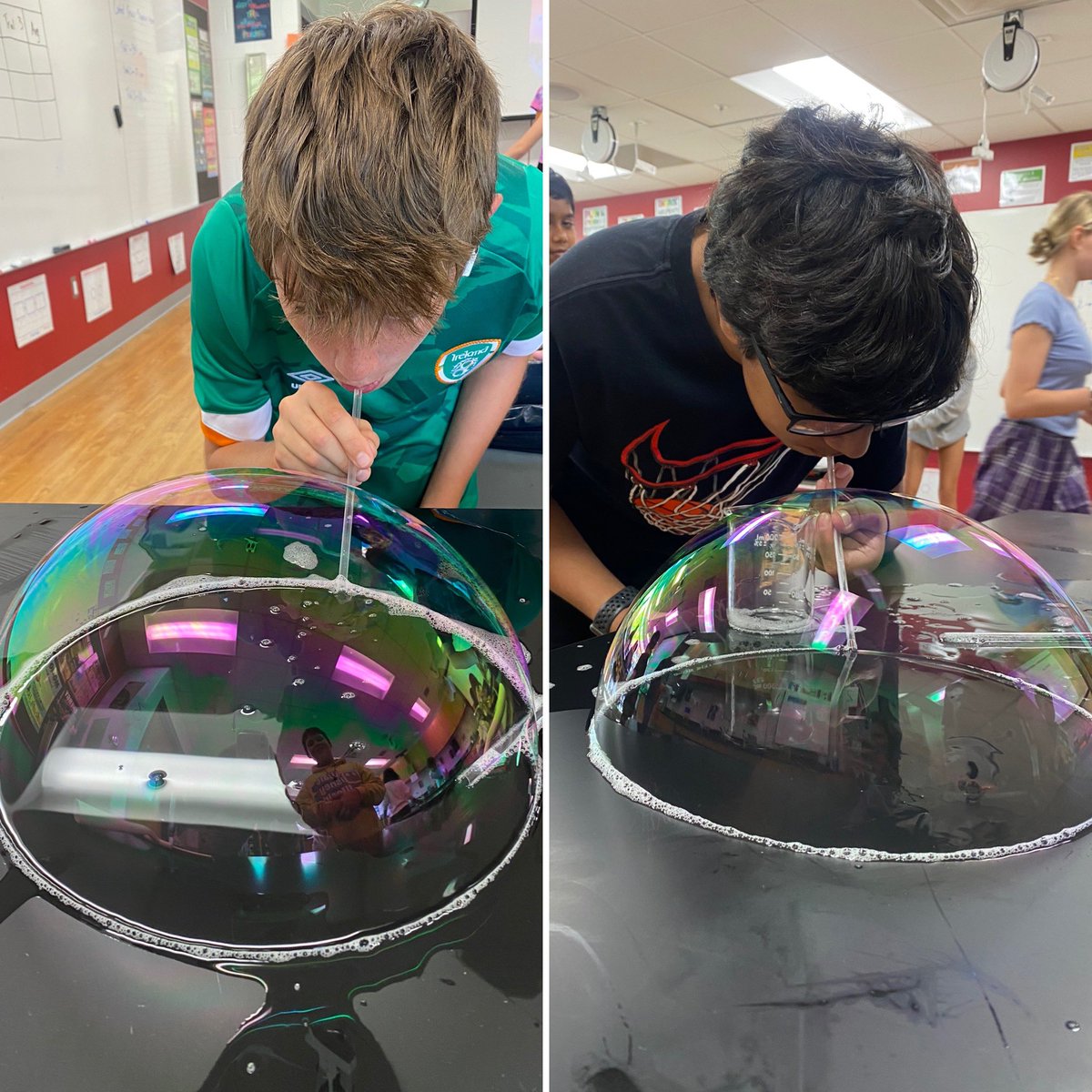 Visited 3 grade levels today and got to jump into 3 different design labs!!!! 6th grade = 🚁 helicopters, 7th grade = 🦍 zip lines to feed a gorilla, 8th grade = 🫧 bubble solution testing   <a href="/schneinceclass7/">Lindsey Schneider</a> <a href="/NadScience/">Michelle Nadulek</a> #SciCoach #STEMed #inspire96