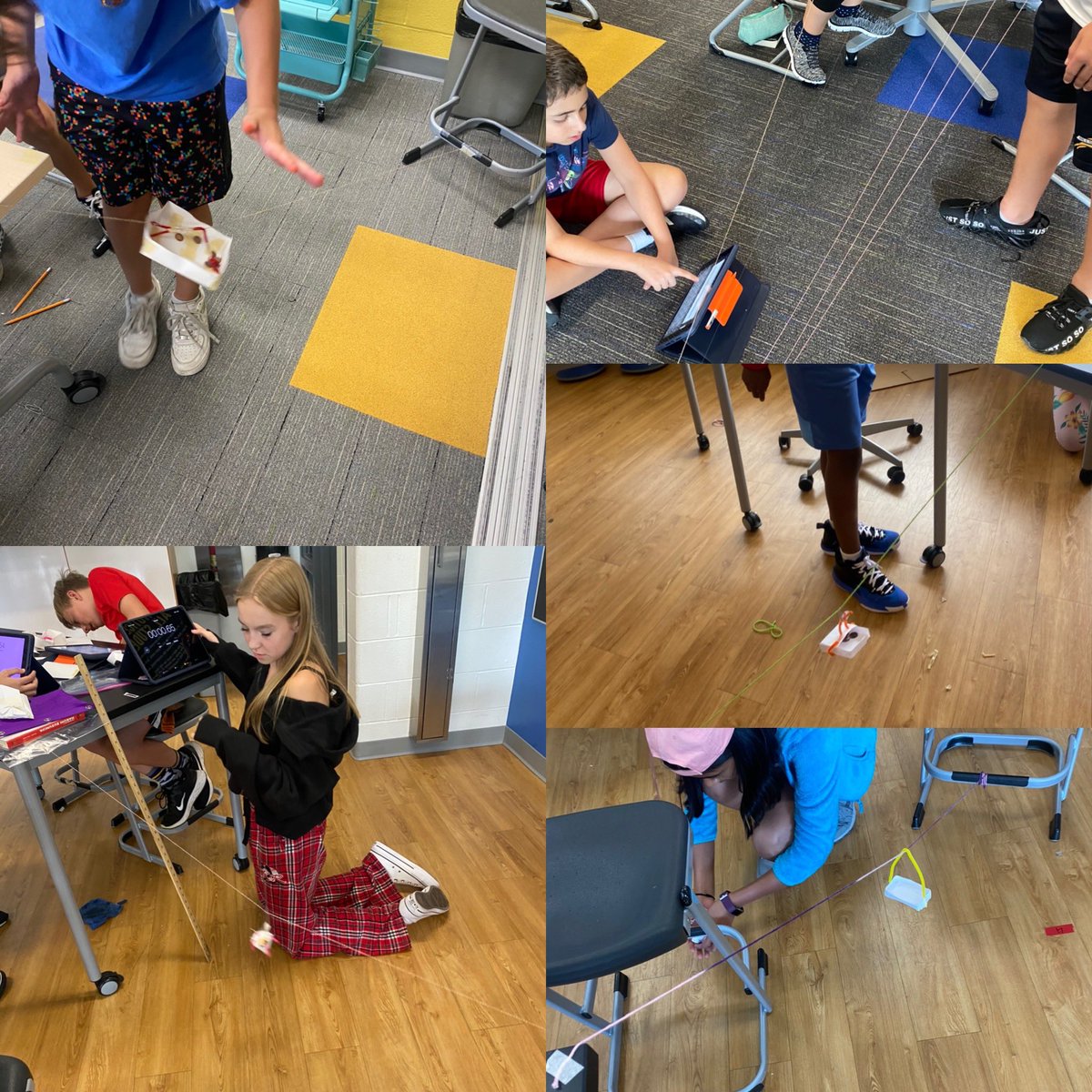NicoleMcBado's tweet photo. Visited 3 grade levels today and got to jump into 3 different design labs!!!! 6th grade = 🚁 helicopters, 7th grade = 🦍 zip lines to feed a gorilla, 8th grade = 🫧 bubble solution testing   @schneinceclass7 @NadScience #SciCoach #STEMed #inspire96 https://t.co/aSCrewVCj6