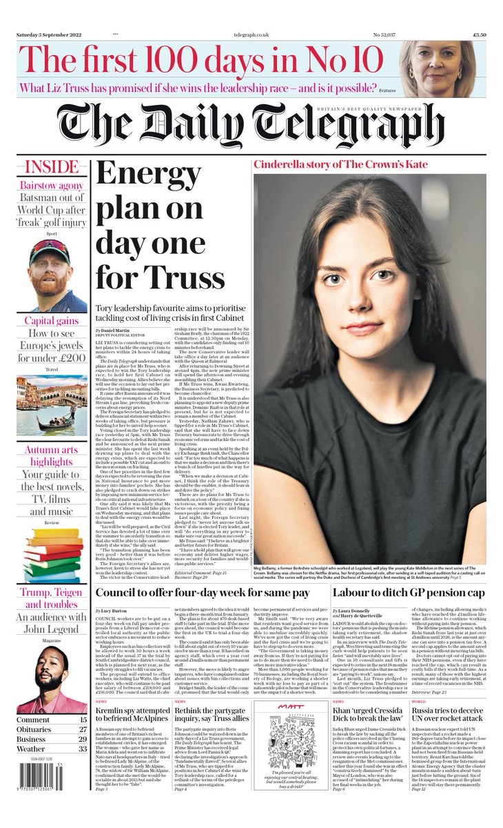 Tomorrows Papers Today on Twitter "Saturday's Telegraph Energy plan