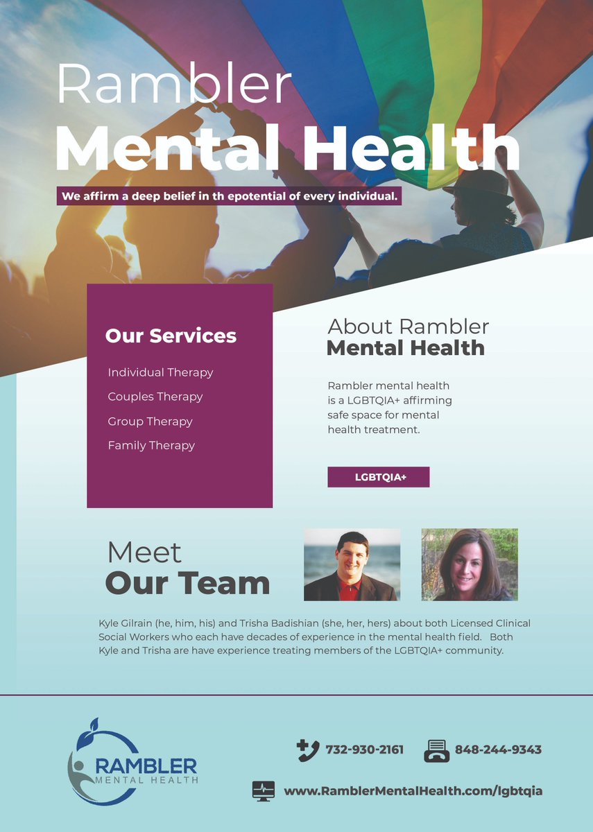 RamblerHealth's tweet photo. Rambler Mental Health is an inclusive and affirming mental health service.  #ramblerhealthcare #ramblermentalhealth #lgbtqia https://t.co/b3ygKhCFcI