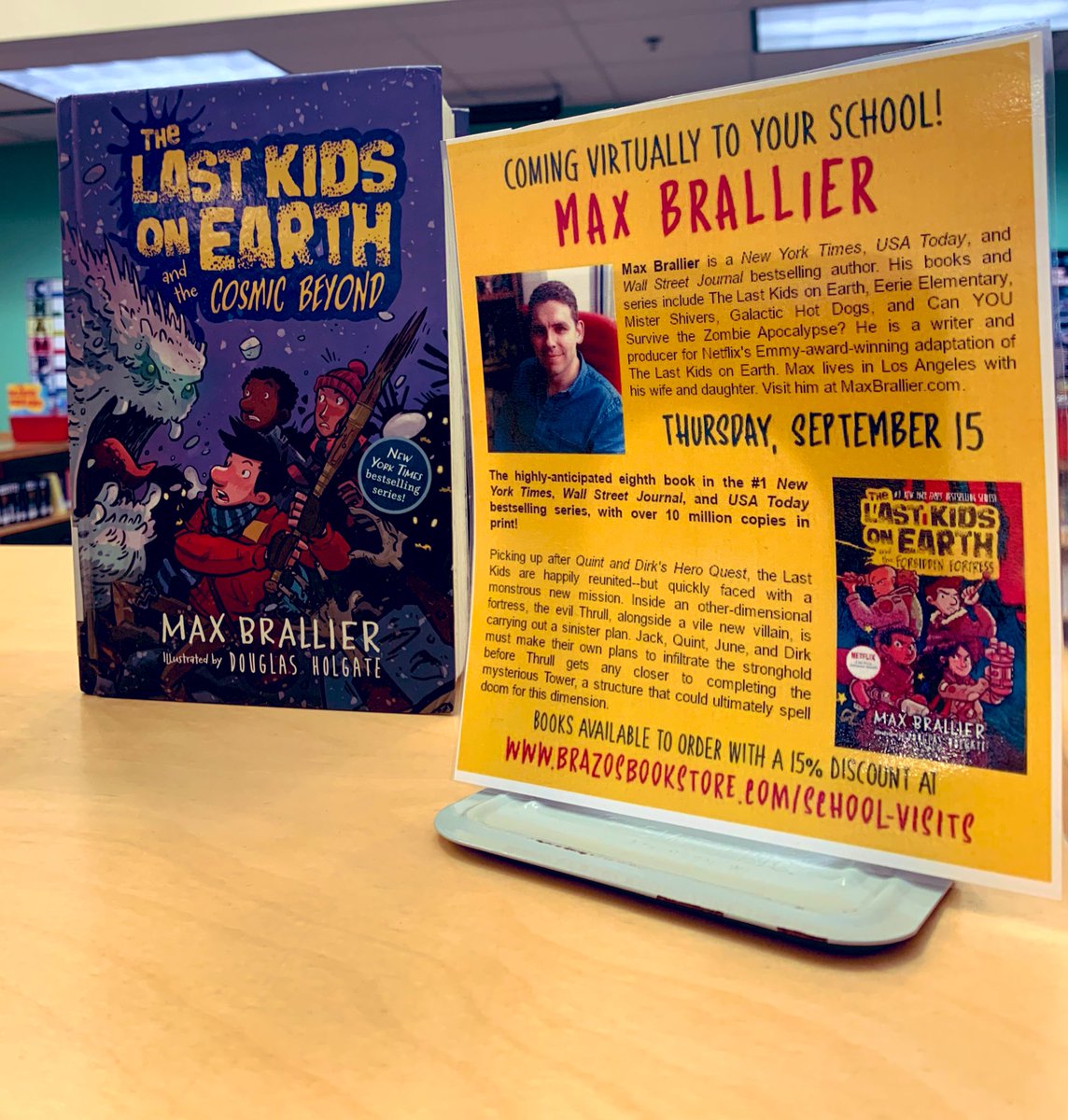 Getting excited about the new @lastkidsonearth book coming out this month! What will author Max Brallier teach us @TwainIB?!?!?