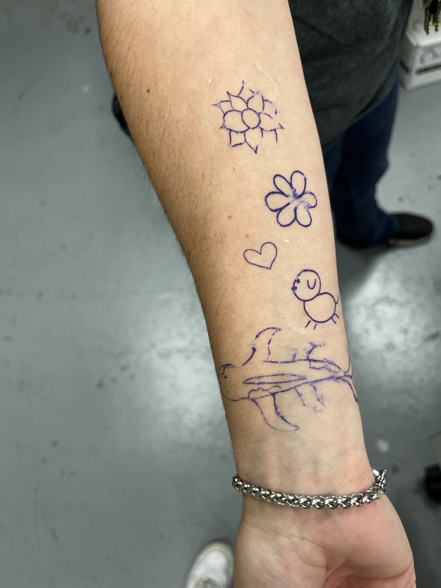 Art 3 had an awesome time with our visiting Tattoo Artist! He not only told them about everything that goes into being a tattoo artist, students were able to try it out on a rubber plate & make stencils. Which they transferred on my arm! #wilkinsjh1 #middlematters #artsed