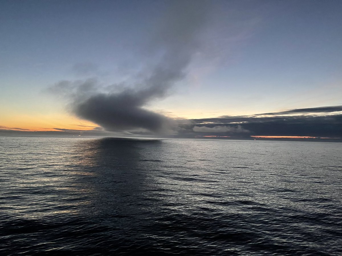 Look at this gorgeous oddity of a cloud, spotted at sea between Norway &amp; Shetland by my dad this evening. I am mesmerised.