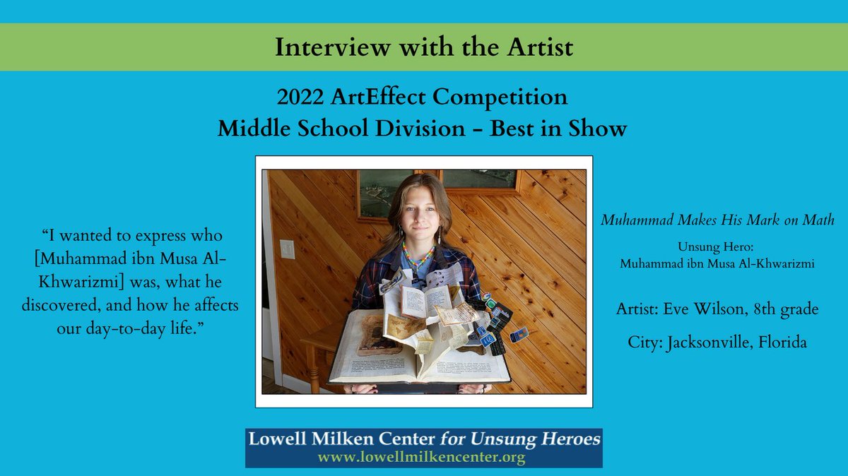 LowellMilkenCtr's tweet photo. Check out our exclusive interview with Artist Eve Wilson, Middle School Division -  Best in Show winner in the 2022 LMC ArtEffect Project at https://t.co/zk3w5NQ6Zx.

#arteffect #arteffectproject #studentartwork #studentartcompetition #studentartcontest #youngartist #artaward https://t.co/E1U4N550Ob