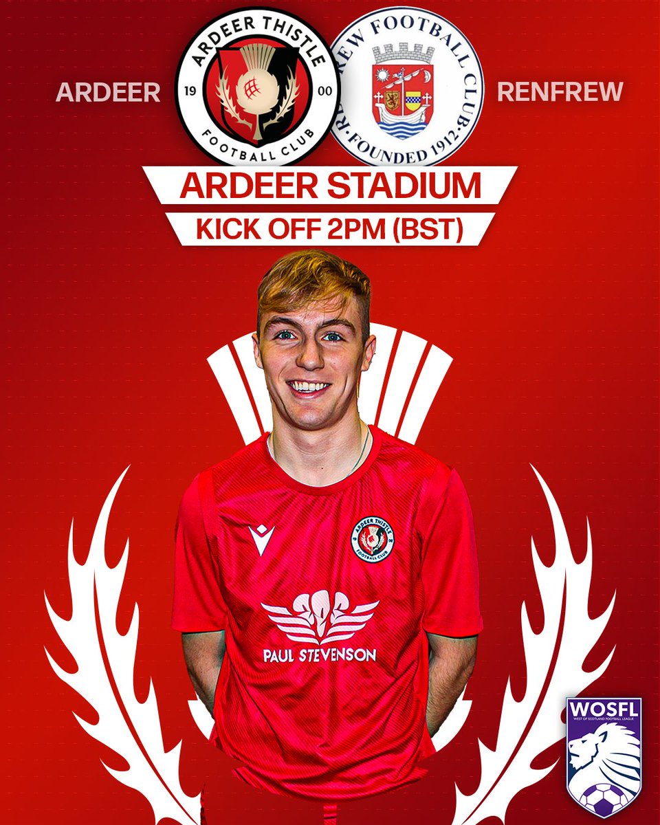 ⚡️𝗠𝗔𝗧𝗖𝗛𝗗𝗔𝗬⚡️

🆚 <a href="/RenfrewFC/">RenfrewFC</a> 
🏆 West of Scotland Football League Division 2
⌚️ 14:00 (BST)
📍 Ardeer Stadium

#monthethistle