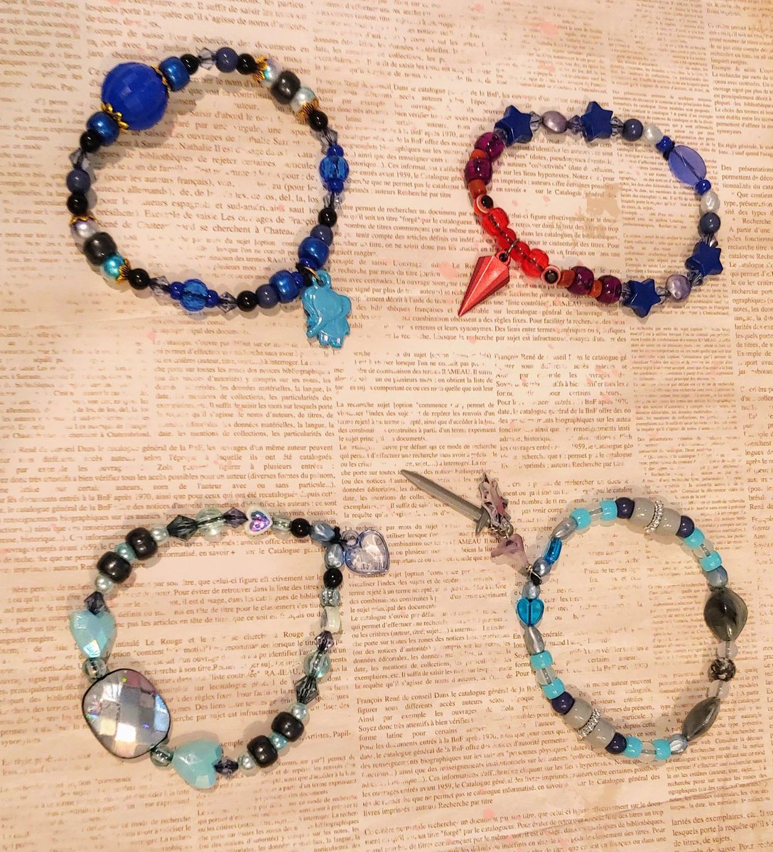 puppeleh's tweet photo. Bracelets themed after the cast of FFXIV Heavensward: Aymeric, Haurchefant, Estinien, and Ysale!
#FFXIV #aymeric #estinien #haurchefant #ysale https://t.co/skEusDobzL