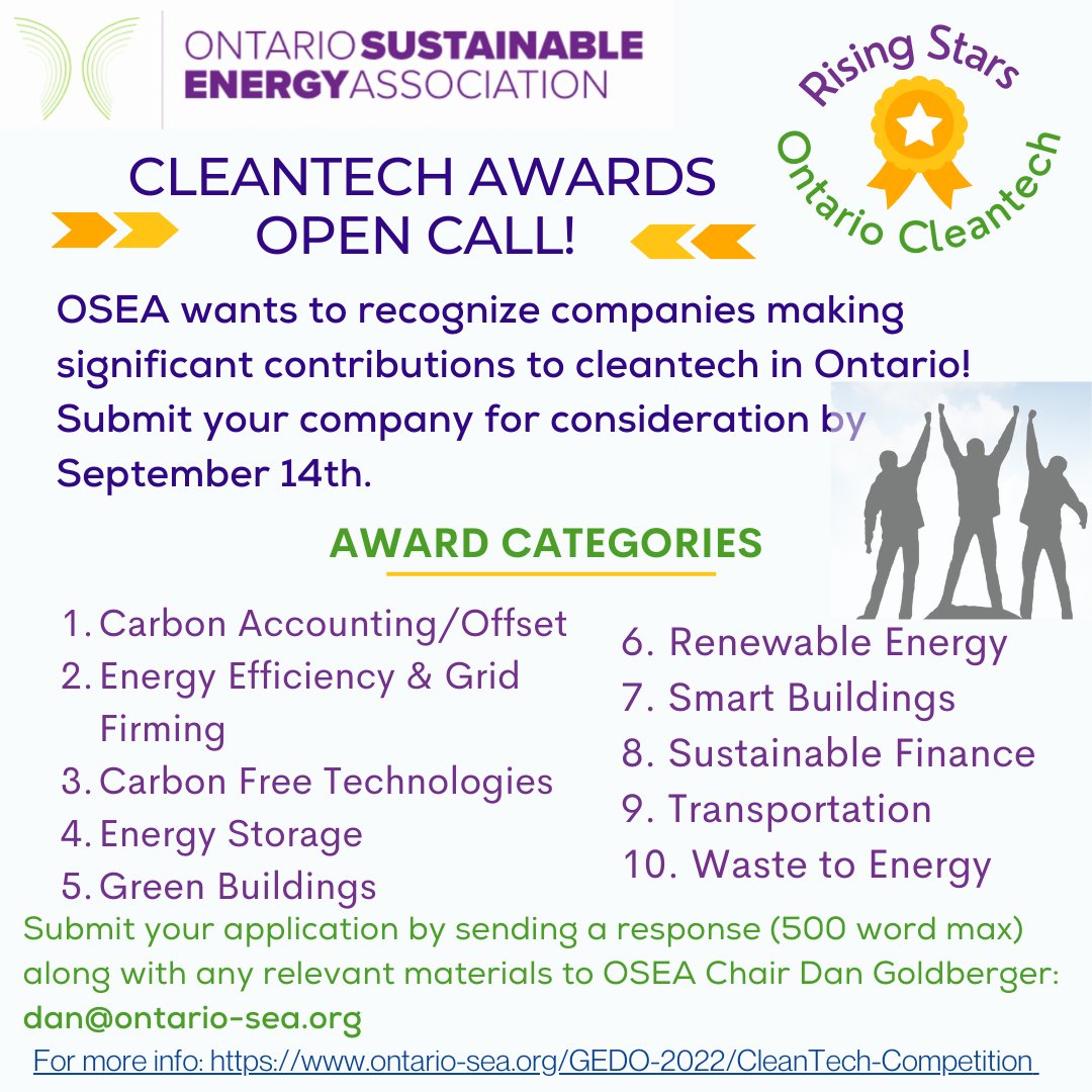 Submit your company for recognition! For more information: ontario-sea.org/GEDO-2022/Clea…