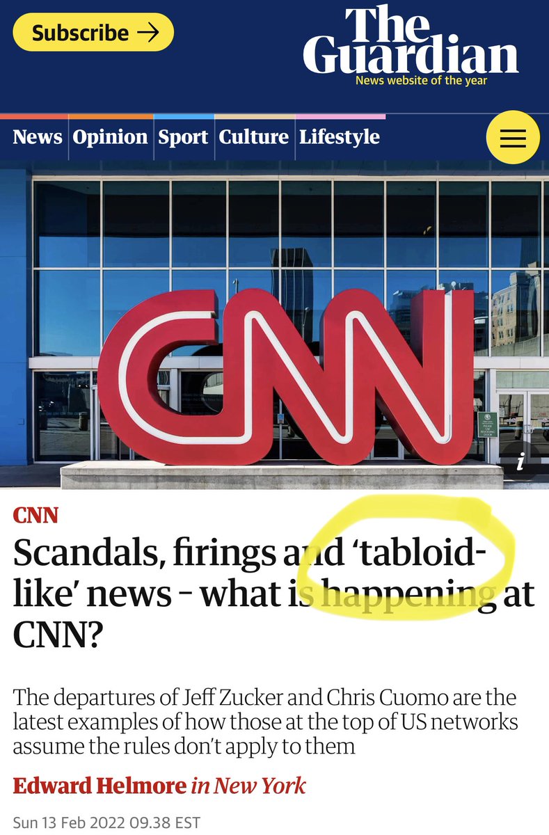 Laurieluvsmolly's tweet photo. @DanRather CNN made a hard turn to the right after President Biden was elected. They lost me, a loyal viewer. Even @guardian questioned their “tabloid like news” in February 2022. #CNNIsTheNewFox https://t.co/84dcfSfnBs