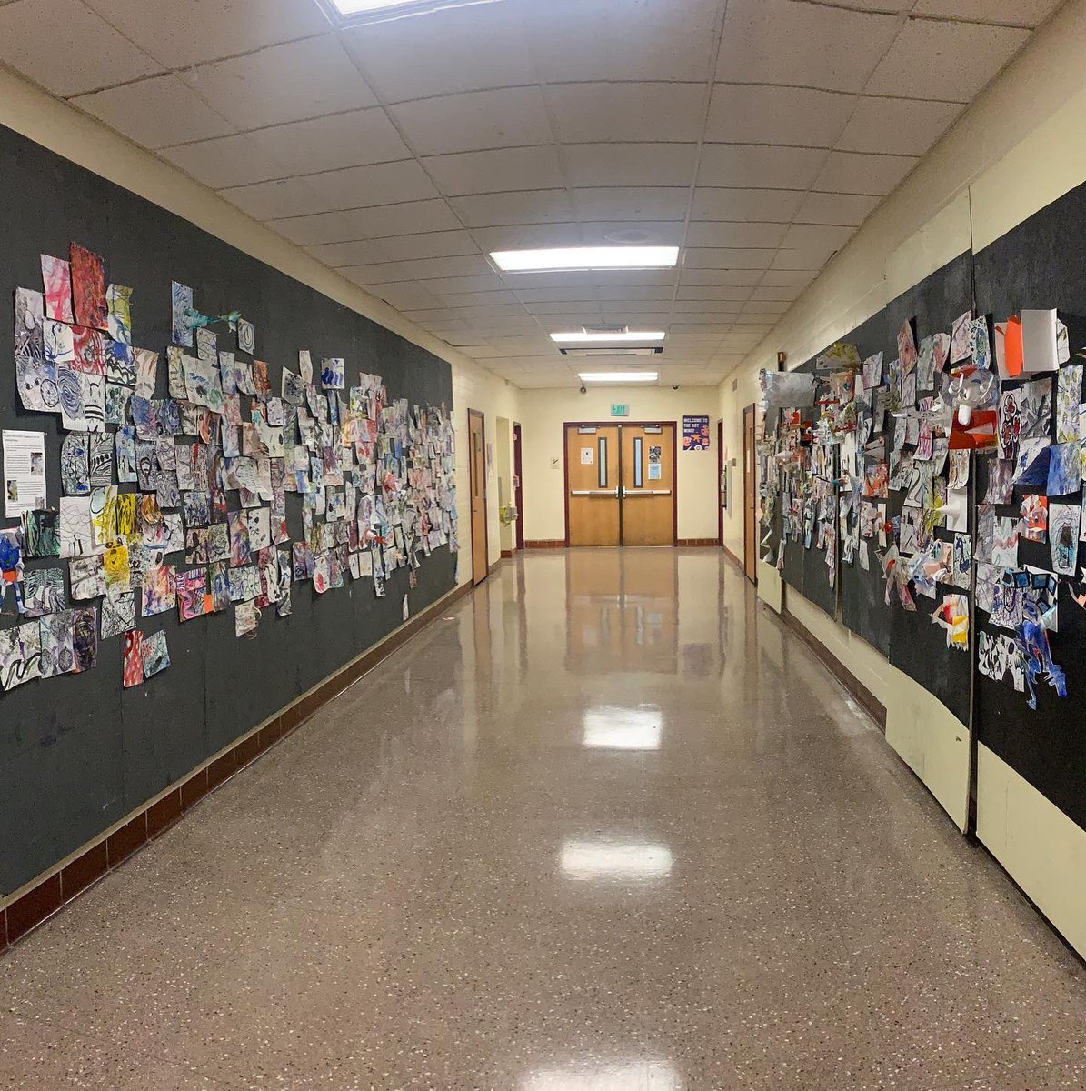 towsonhsart's tweet photo. What a great first week THS artists! We transformed our exploratory mark making from the beginning of the week into new artworks. We found images and patterns and emphasized them through drawing and sculpture. Awesome installation artists!! @BaltCoPS ❤️art! https://t.co/qc4RcA0tkF