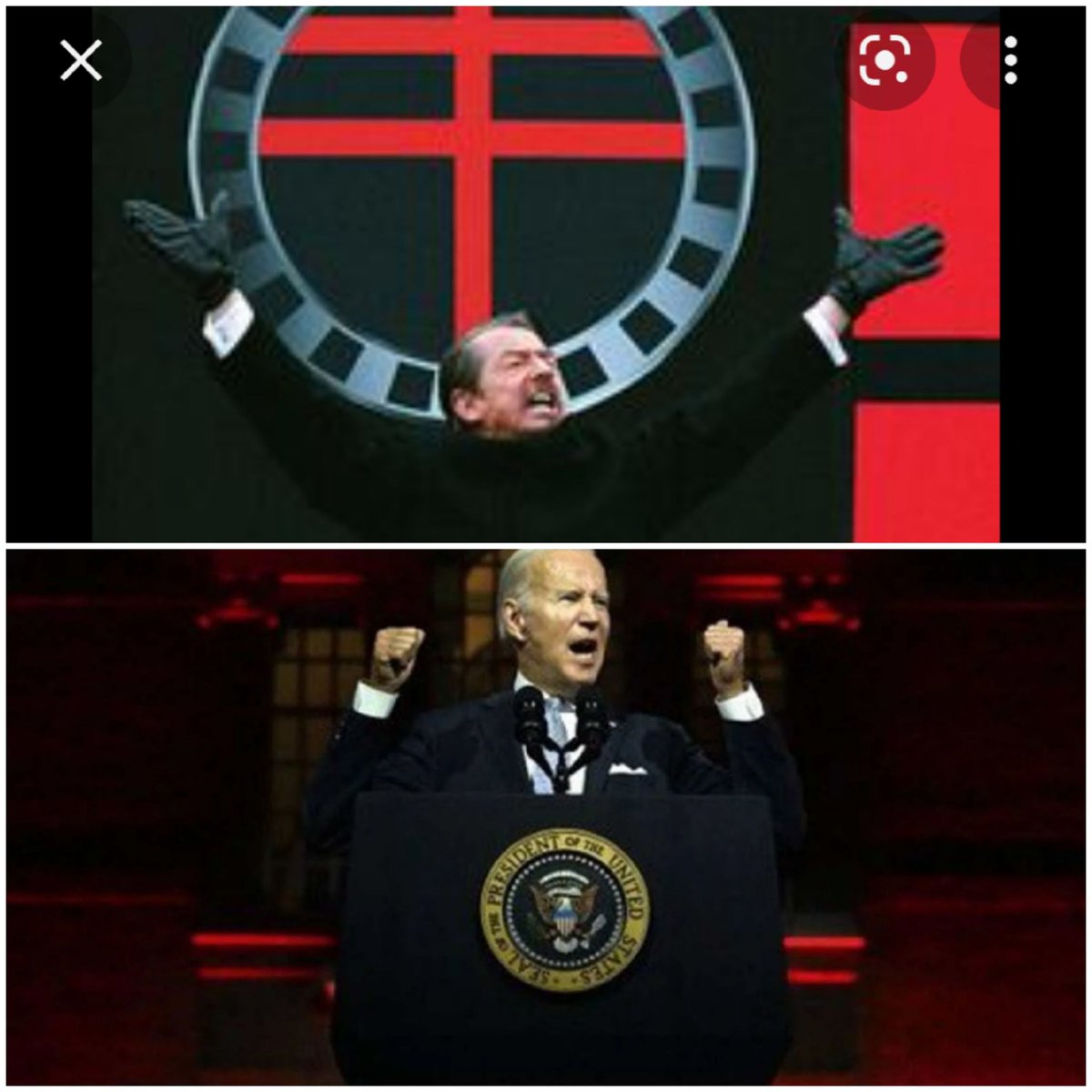 Looks like a shot from the movie V for  Vendetta... British dystopian future of England after being ravaged by a pandemic,famine, and war. 

All it takes for the world to change is an idea. Hmm. What is their idea NWO🤔
 Mr,MrsBiden wore Tiffany blue