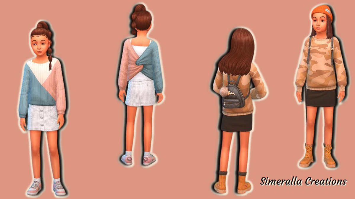 Simeralla1's tweet photo. My favorite two from the New Kit Big thanks to @XUrbanSimsX and the @TheSims for a great Kit. I love all the colors! My sim kids are so ready for the fall🍂
#Sims4 #TheSims4FirstFitsKit #TheSims4 Look at the back⬇🤩 https://t.co/hinv2pFS4D