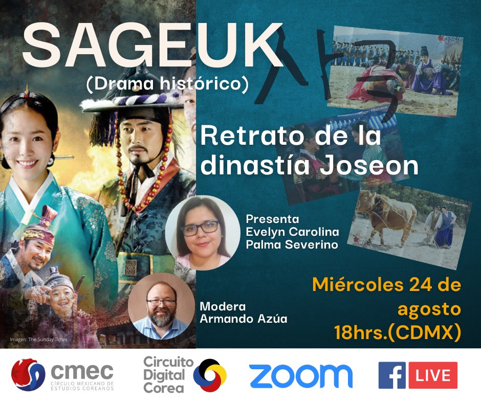 cmec_mx's tweet photo. Compartimos con ustedes algunas reflexiones del #CircuitoDigitalCorea del mes de agosto, dedicado al Sageuk: dramas históricos coreanos. 

[parte 2] 

#estudioscoreanos #cmec #kdramas #hallyu #dramas #historia #Corea #Korea #Korean https://t.co/N3Ie2xJ61a