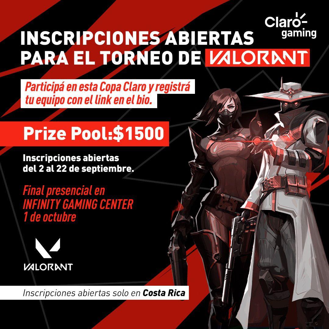 Llega la Copa Claro Gaming de #Valorant

SOLO PARA COSTA RICA

Participa gratis por 1500USD en el Prize pool y vive la final presencial.

registro abierto:

battlefy.com/ddn-produccion…