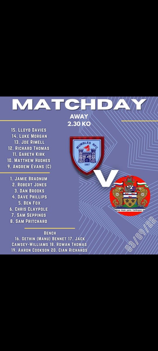 Squad to face <a href="/TenbyUTDRFC/">Tenby United RFC</a> tomorrow. Bus leaves the club 11.15am 

#blueblood #mightymumbles