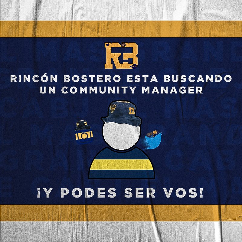 RinconBostero's tweet photo. 🔎 Rincón Bostero cada vez se hace más grande y es por eso que estamos buscando un/a Community Manager con disponibilidad horaria para sumarse a nuestro equipo. No hace falta tener experiencia, sino ganas, compromiso y lo principal: ser hincha de Boca. RT por favor. https://t.co/rfT2NKrKMt