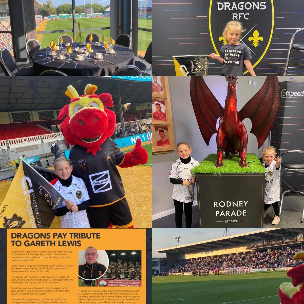 Thank you to everyone at @dragonsrugby for a wonderful evening! A very special moments silence for <a href="/GL_1980/">Gareth Lewis</a> before the game and for Isabelle to run on with the team! #specialmoments