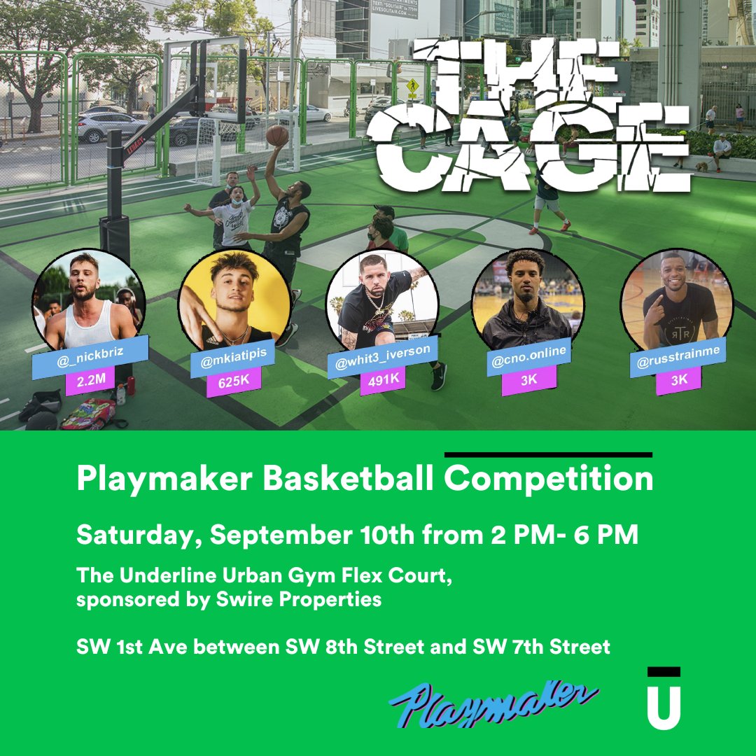 theunderlinemia's tweet photo. Are you a #basketball fan? 🏀
On September 10th, visit the #UrbanGym at The Underline for a live basketball event that puts five of the best one-on-one influencer basketball players against each other.
Pure, loud, #fun using "King of the Court" rules - its #winner takes all https://t.co/s3dtEJs4RF
