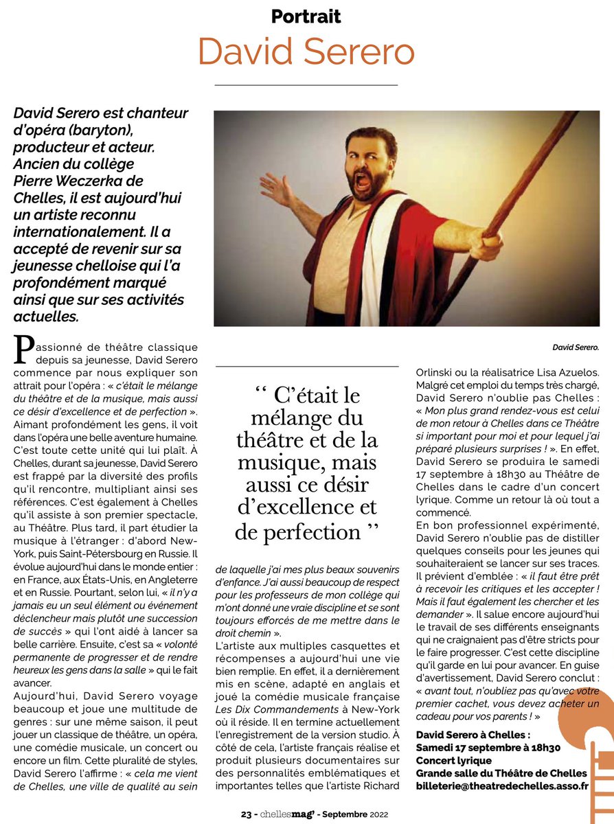 Full page in French magazine! Merci <a href="/VilleChelles/">Ville de Chelles</a> <a href="/theatre2chelles/">Théâtre de Chelles</a> <a href="/DavidSerero/">David Serero</a>
