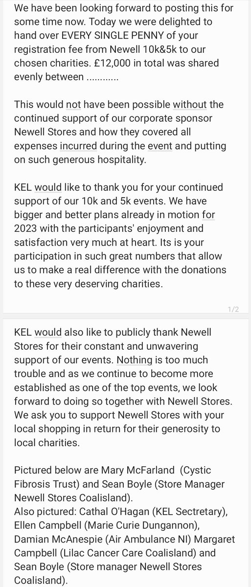 KeepErLit5's tweet photo. Charity Donations from Newell10k&amp;5k.
Here's a post you don't see very often- EVERY SINGLE PENNY of your registration fee gets donated to Charity from Newell10k&amp;5k. Thank you for your support and see you in 2023. https://t.co/W5hTwkp5L4