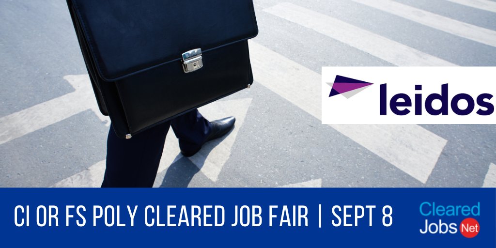 ClearedJobsNet's tweet image. Meet with @LeidosInc at the September 8 CI or FS Polygraph #ClearedJobFair clearedjobs.net/job-fair-compa… #FunctionalAnalyst #Linguists