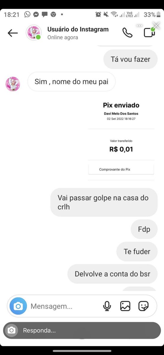 _deiasr's tweet photo. Como pode a pessoa que roubou as contas do @bsr019_ continuam aplicando golpes e o Instagram não fez nada, mesmo depois de tantas pessoas denunciarem, é revoltante 😡😡😡 https://t.co/mHBYSzlnnI
