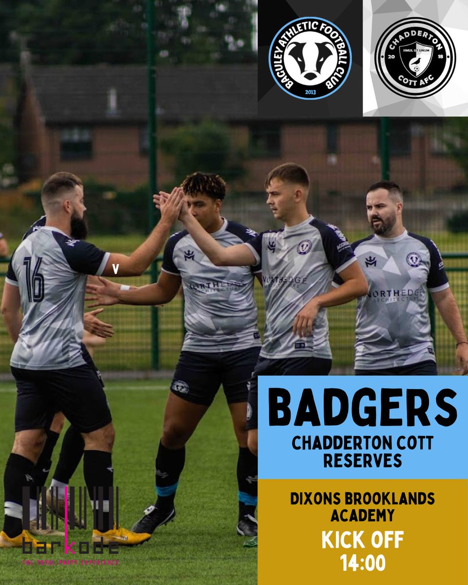 BaguleyAthletic's tweet photo. 𝗜𝘁'𝘀 𝗠𝗮𝘁𝗰𝗗𝗮𝘆

Our newly established #bafcReserves kick off their eagerly awaited @THEMCRFL campaign today

🆚 @ChaddyCottAFC [Res.]
📍 @dixons_bk 
⌚ 2pm Kick off https://t.co/DxdaLQ4Omn