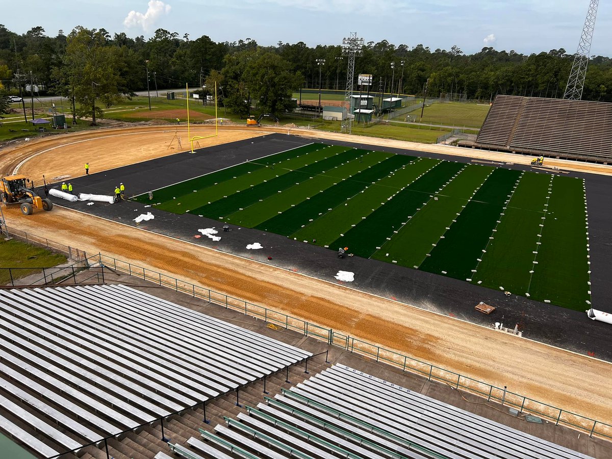 New turf at LCM was delivered yesterday and they're getting after it today.  Bears are hoping to break it in Sept. 30.