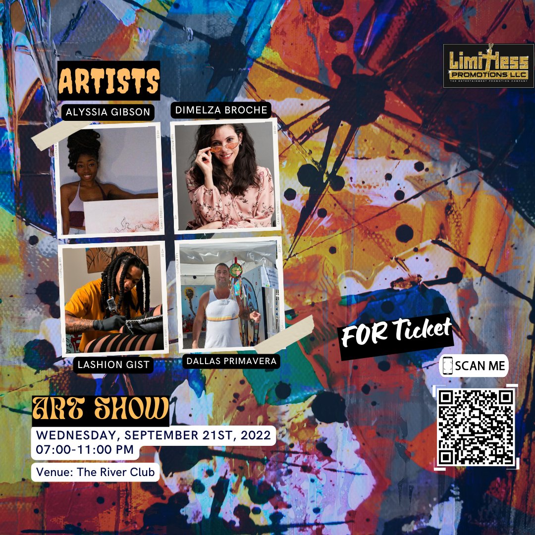 LimitlessRise's tweet photo. If you are an art lover or music lover, you don’t want to miss this art show. @Alyssia_gibson @gist_portfolio @Artbydallas @dimelza_boche @dominiquehammons #artistsofinstagram #instamusic #artshow https://t.co/TMC3soxDRt